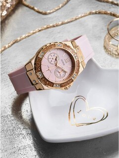 Foto 2 | Foto 2 | Reloj Guess Rosa de Acero Inoxidable con Silicona para Mujer - Venta Internacional