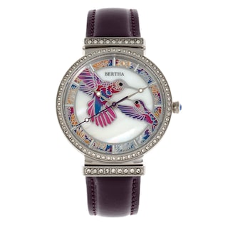 Foto 1 | Foto 1 | Reloj Bertha Emily - Brazalete De Piel De Madreperla Color Plateado Y Morado - Venta Internacional.