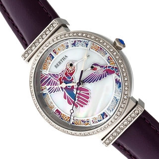 Foto 3 | Foto 3 | Reloj Bertha Emily - Brazalete De Piel De Madreperla Color Plateado Y Morado - Venta Internacional.