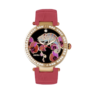Foto 1 | Foto 1 | Reloj Bertha Camilla - Brazalete De Piel En Madreperla Color Coral - Venta Internacional.