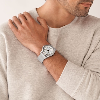 Foto 5 | Foto 5 | Reloj Fossil Fossil Blue Color Plata Estilo Moderno Y Funcionalidad Robusta En Carátula Blanca Y Correa Piel Eco Marrón