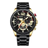 Reloj Curren 8395 Kred331801 Con Caja De Acero Inoxidable  Dorado Y Tablero Negro