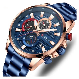Foto 3 | Foto 3 | Reloj Curren Kred612005 Kred612005 Con Caja De Acero Inoxidable Oro Rosa Y Tablero Azul