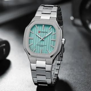 Foto 3 | Foto 3 | Reloj de Pulsera Curren 8458 Kree0501 con Caja de Acero Inoxidable Tono Plateado y Tablero Celeste