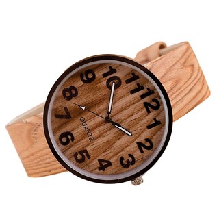 Foto 1 | Foto 1 | Reloj De Cuarzo De Cuero Granulado De Madera Estilo Huoguo Para Mujeres Y Hombres - Venta Internacional.