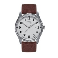 Reloj Elevon Crosswind - Brazalete Plateado Con Revestimiento De Lona Y Piel - Venta Internacional.