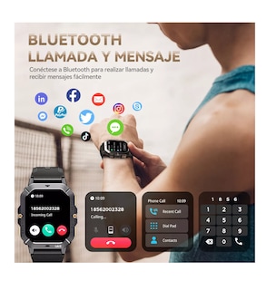 Foto 5 | Foto 5 | Smartwatch C28 Resistente al Agua Negro