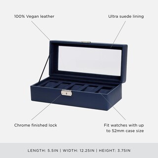 Foto 4 | Foto 4 | Caja De Relojes Wolf Heritage De Piel Sintética Azul Marino De 5 Piezas - Venta Internacional.