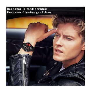 Foto 5 | Foto 5 | Reloj Moda Hombre Disco Metal Cuarzo Negro Bisel Rojo