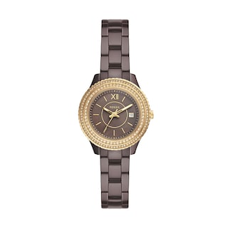 Foto 5 | Foto 5 | Reloj Fossil Stella Ce1122 Para Dama Esfera Marrón Brillante, Brazalete De Cerámica, Resistente Al Agua 50m