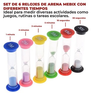 Foto 5 | Foto 5 | Set De 6 Relojes De Arena Temporizador Portátil