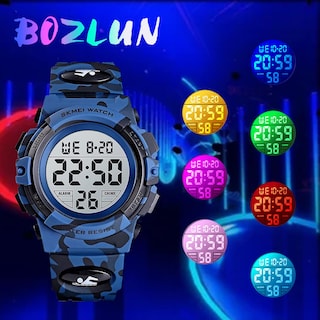 Foto 2 | Foto 2 | Venta Internacional - Reloj Bozlun, Camuflaje Digital Para Niños, Azul, 50 M, Resistente Al Agua