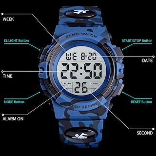 Foto 3 | Foto 3 | Venta Internacional - Reloj Bozlun, Camuflaje Digital Para Niños, Azul, 50 M, Resistente Al Agua
