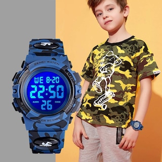 Foto 6 | Foto 6 | Venta Internacional - Reloj Bozlun, Camuflaje Digital Para Niños, Azul, 50 M, Resistente Al Agua