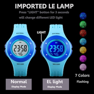Foto 3 | Foto 3 | Venta Internacional - Reloj Iwoch Kids Con Alarma Led, Resistente Al Agua, 50 M, Cronómetro, Azul