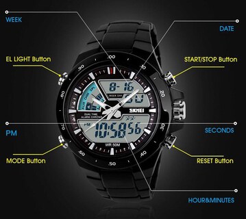 Foto 2 | Foto 2 | Venta Internacional - Reloj Skmei Con Alarma Analógica Digital Resistente Al Agua Hasta 30 M, Color Negro