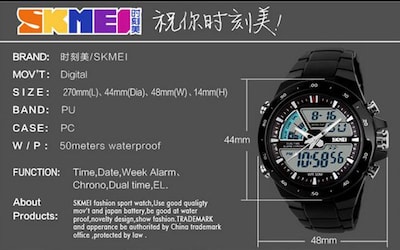 Foto 3 | Foto 3 | Venta Internacional - Reloj Skmei Con Alarma Analógica Digital Resistente Al Agua Hasta 30 M, Color Negro