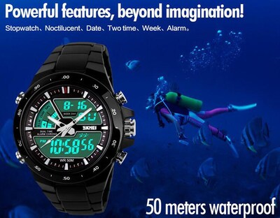 Foto 4 | Foto 4 | Venta Internacional - Reloj Skmei Con Alarma Analógica Digital Resistente Al Agua Hasta 30 M, Color Negro