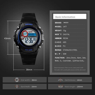Foto 6 | Foto 6 | Venta Internacional - Reloj Led Digital Impermeable Iwoch Para Niños Y Niñas De 5 A 12 Años, Azul