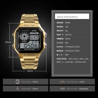 Foto 6 | Foto 6 | Venta Internacional - Reloj Digital Skmei Dg1335 Resistente Al Agua 50 M Con Cronómetro Con Alarma