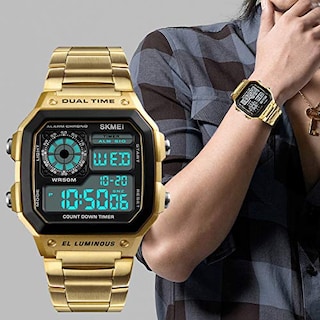 Foto 3 | Foto 3 | Venta Internacional - Reloj Deportivo Bomieux Luxury Digital Con Alarma De Doble Hora, Color Dorado