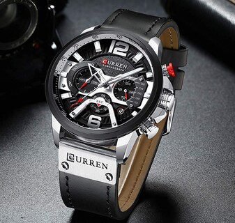 Foto 3 | Foto 3 | Venta Internacional - Reloj Holuns Con Cronógrafo Integral De Piel Para Hombre, Color Rojo