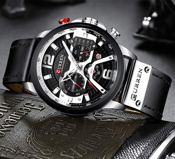 Foto 4 | Foto 4 | Venta Internacional - Reloj Holuns Con Cronógrafo Integral De Piel Para Hombre, Color Rojo