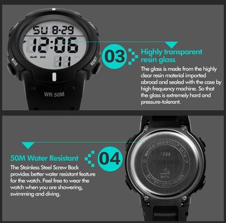 Foto 5 | Foto 5 | Venta Internacional - Reloj Pasoy Digital, 50 M, Resistente Al Agua Con Luz Led Para Hombres Y Mujeres