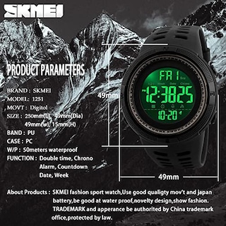 Foto 6 | Foto 6 | Venta Internacional - Reloj Skmei Digital Sports Para Hombre, 50 M, Resistente Al Agua, Led Milita