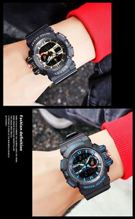 Foto 3 | Foto 3 | Venta Internacional - Reloj Deportivo Carlien Para Hombre, Led, Cuarzo, Doble Pantalla, 50 M, Color Agua Rojo