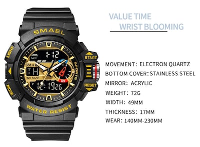 Foto 5 | Foto 5 | Venta Internacional - Reloj Deportivo Carlien Para Hombre, Led, Cuarzo, Doble Pantalla, 50 M, Color Agua Rojo