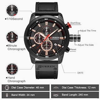 Foto 2 | Foto 2 | Venta Internacional - Reloj Curren Con Correa De Piel Para Hombre, Cronógrafo Militar 3atm