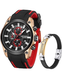 Foto 1 | Foto 1 | Venta Internacional - Reloj Megir Chronograph Para Hombre Con Correa De Silicona Roja De 46 Mm