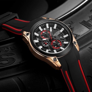 Foto 2 | Foto 2 | Venta Internacional - Reloj Megir Chronograph Para Hombre Con Correa De Silicona Roja De 46 Mm