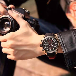 Foto 3 | Foto 3 | Venta Internacional - Reloj Megir Chronograph Para Hombre Con Correa De Silicona Roja De 46 Mm