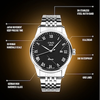 Foto 6 | Foto 6 | Venta Internacional - Calendario De Fechas Watch Civo Luxury A Prueba De Agua Para Hombre