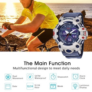 Foto 3 | Foto 3 | Venta Internacional - Reloj Smael Para Hombre, Deportivo Militar, Doble Zona Horaria, 50 M, Impermeable