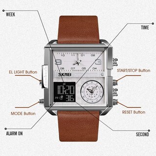 Foto 5 | Foto 5 | Venta Internacional - Reloj Skmei, Correa Digital De Cuero Militar Impermeable Para Hombre