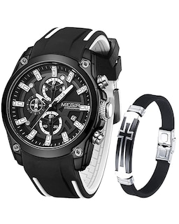 Foto 1 | Foto 1 | Venta Internacional - Reloj Megir Chronograph Para Hombre Con Correa De Silicona Negra De 46 Mm