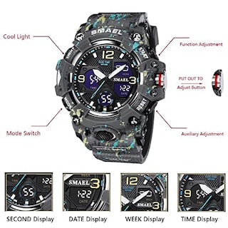 Foto 5 | Foto 5 | Venta Internacional - Reloj Smael Con Alarma Led Impermeable Para Hombre, Militar Y Exterior