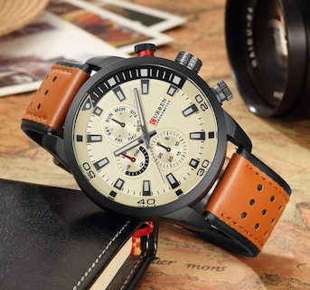 Foto 3 | Foto 3 | Venta Internacional - Reloj Deportivo Carlien Para Hombre Con Correa De Piel Chapada En Negro Ip