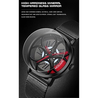 Foto 3 | Foto 3 | Reloj 3d Sunda 1070 Hollow Quartz Para Hombre Con Cinturón De Cuero Rojo - Venta Internacional.