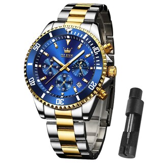 Foto 1 | Foto 1 | Reloj Olevs De Acero Inoxidable Azul Para Hombre Con Cronógrafo De Fecha - Venta Internacional.