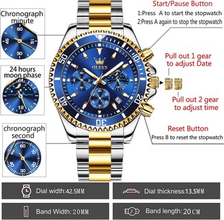 Foto 6 | Foto 6 | Reloj Olevs De Acero Inoxidable Azul Para Hombre Con Cronógrafo De Fecha - Venta Internacional.