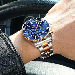 Foto 7 | Foto 7 | Reloj Olevs De Acero Inoxidable Azul Para Hombre Con Cronógrafo De Fecha - Venta Internacional.
