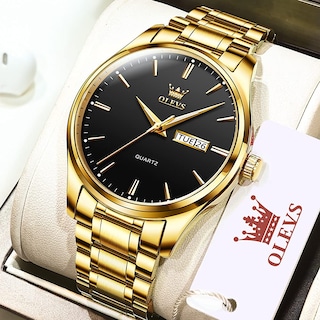 Foto 6 | Foto 6 | Reloj Olevs, Analógico, Cuarzo, Acero, Vestido De Negocios Dorado Para Hombre - Venta Internacional.