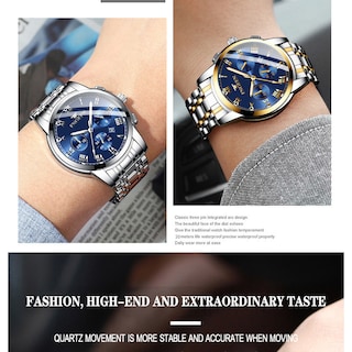 Foto 4 | Foto 4 | Reloj De Negocios Con Correa De Acero Que Brilla En La Oscuridad Para Hombre - Venta Internacional.