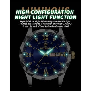 Foto 5 | Foto 5 | Reloj Impermeable Que Brilla En La Oscuridad Con Doble Calendario Para Hombre, 43 Mm - Venta Internacional.
