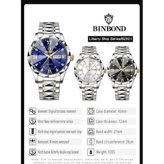 Foto 6 | Foto 6 | Reloj Impermeable Que Brilla En La Oscuridad Con Doble Calendario Para Hombre, 43 Mm - Venta Internacional.