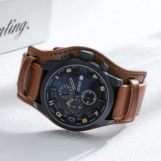 Foto 2 | Foto 2 | Reloj Burei Sports Chronograph Para Hombre Con Correa De Piel Marrón - Venta Internacional.
